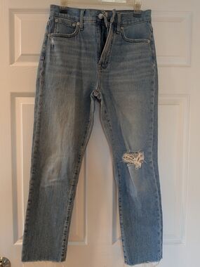 Madewell Light Wash Distressed Straight-Leg Jeans